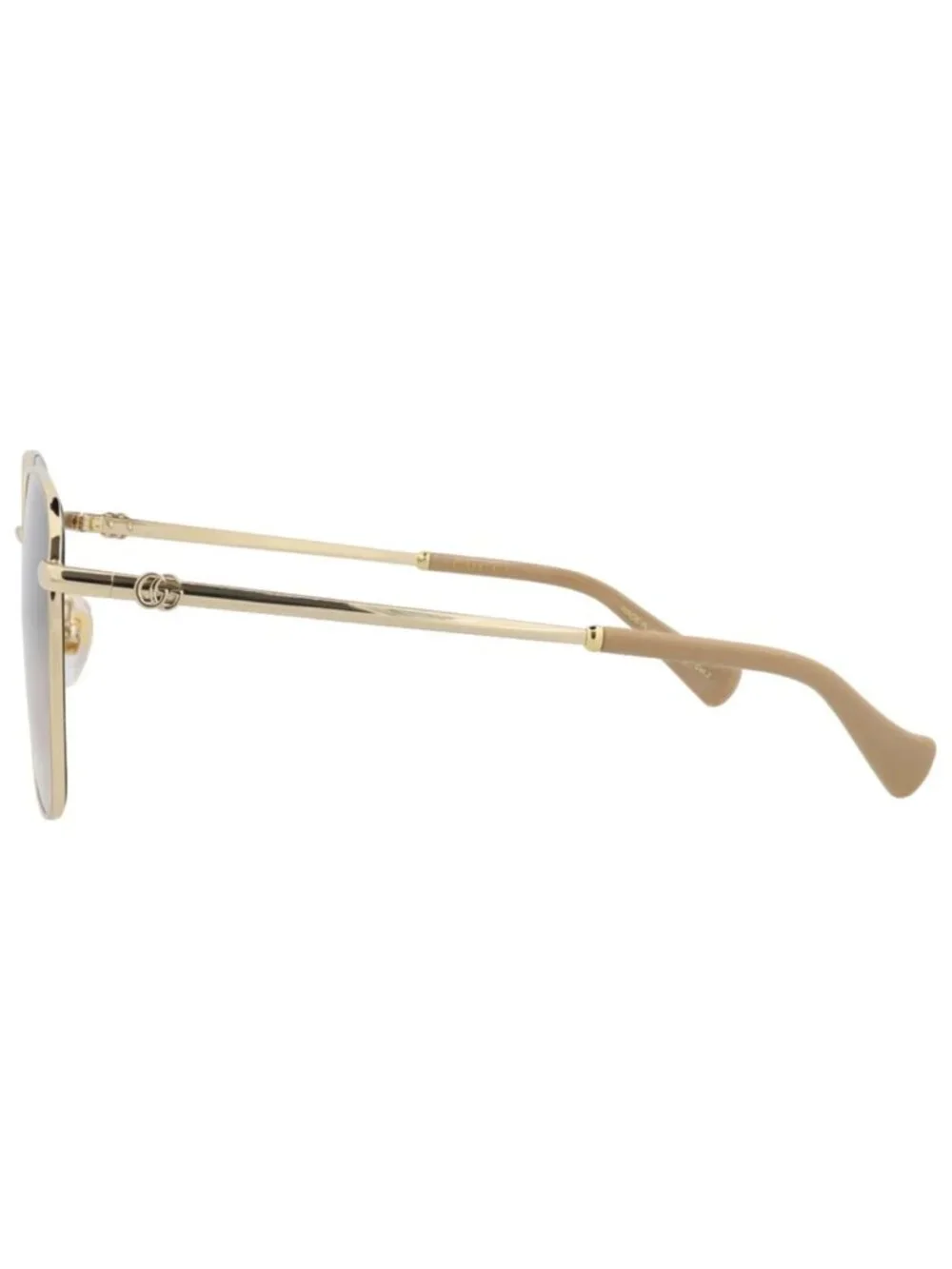 New Gucci Women's Sunglasses Square Rectangle Metal Frame Gold Gold Brown